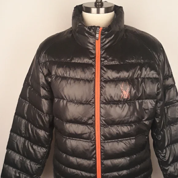 SPYDER Black Puffer Full Zip Mens XL Duck Down Jacket‎ - Picture 2 of 7